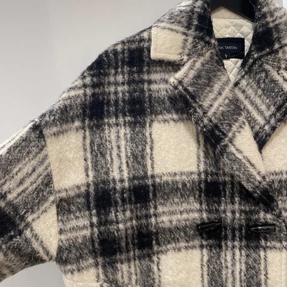 **NWOT ** Pink Tartan Plaid Double Breasted Coat - Picture 8 of 17